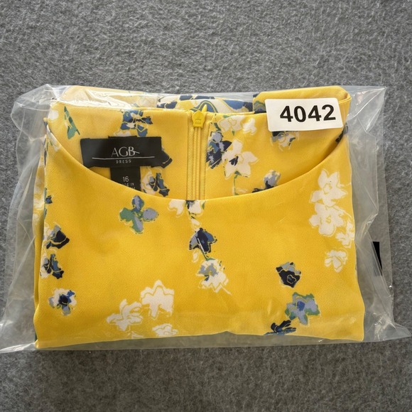 AGB Dress Women's Size 16 Yellow Floral Sleeveless Vibrant Sheath Party Dress - Picture 11 of 11